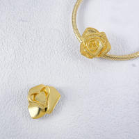 Plata de Ley 925, lindo pequeño dragón abraza la flor de piedras preciosas y el colgante del corazón, pulsera de plata 925 Original para la fabricación de joyas - details 5