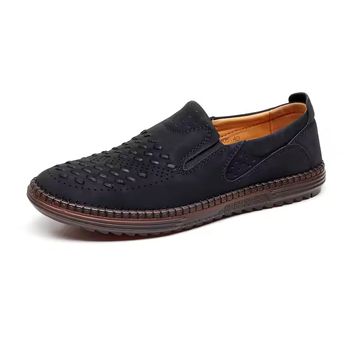 2025 nuevos zapatos de hombre de gran tamaño, de malla, informales, de cuero, con suela de piel de vaca, transpirables y sin cordones. - 1