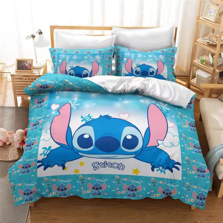 Juego de Ropa de Cama Lilo Stitch Fundas de Edredón de Dibujos Animados para Niños - 1