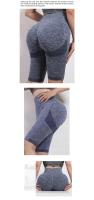 Pantalones cortos de yoga elásticos para mujer, mallas de compresión de cintura alta con control de barriga, fruncidos, sin costuras, levantamiento de glúteos, entrenamiento en el gimnasio - details 8