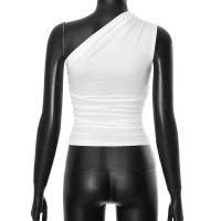 Camiseta sin mangas con espalda descubierta y un solo hombro, color caramelo, Ustada, sexy, sin cuello, casual - details 22