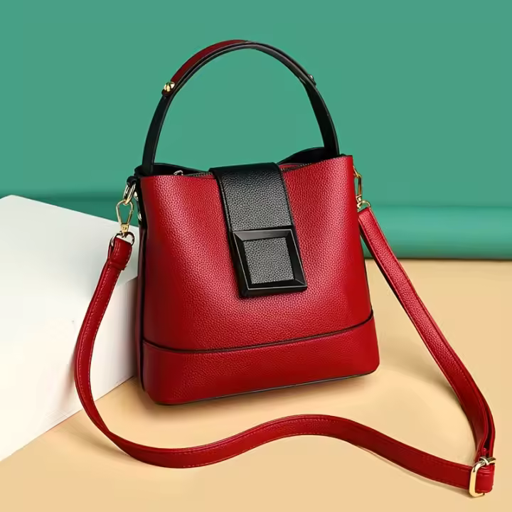 Elegante bolso tipo cubo de color sólido con correa ajustable para el hombro Bolso cruzado versátil, ligero con cierre de cremallera - 1