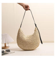 Bolso de paja de un solo hombro irregular de moda, bolso de playa para vacaciones, bolso versátil para mujeres - details 7