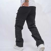 Pantalones vaqueros negros informales para hombre, pantalones sueltos de pierna ancha de calle alta, tendencia americana, nuevo - details 6