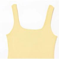 OUWU-Chaleco sin mangas de punto amarillo crema sólido para mujer, camiseta sin mangas con botones de una hilera y cuello cuadrado, Tops elegantes - details 4
