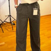 TRAF Pantalones rectos a rayas, otoño 2024, pantalones largos plisados ​​elegantes para mujer, pantalones casuales de moda para mujer, pantalones negros Beige y grises para oficina - details 2