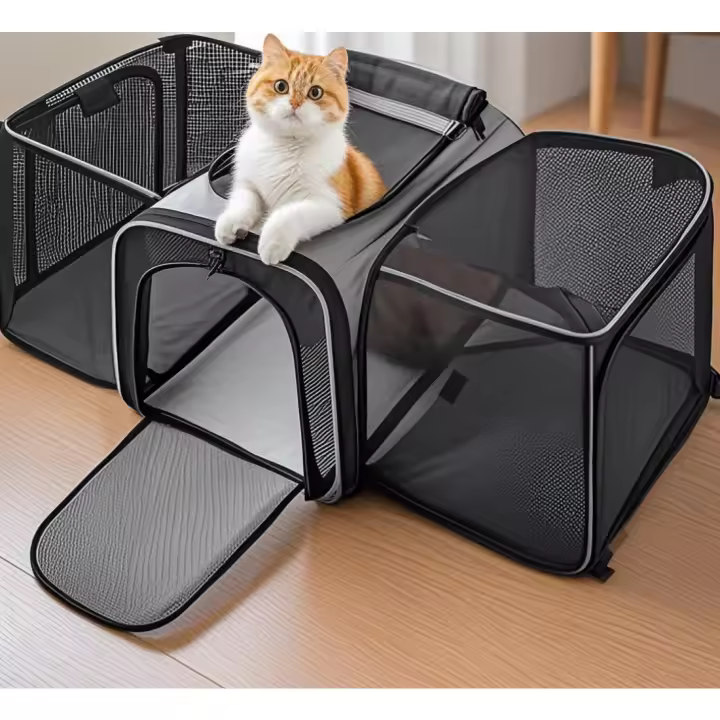 Bolsa de Transporte Plegable y Portátil para Mascotas Pequeñas Segura con Correa Uso al Aire Libre - 1