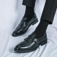 Zapatos formales de negocios para hombres, borla de empalme de un solo botón, Retro, moda juvenil, diario, oficina, banquete, novio, boda - details 21