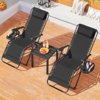 Juego de 2 Hamacas Siesta Gravedad Cero Sillas Plegables Exteriores con Brazo de Reposo y Soporte para Bebidas - details 13