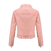Abrigo corto de motociclista de piel sintética para mujer, chaqueta de manga larga con cremallera, ropa de otoño - details 34