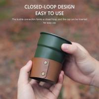 Taza de café de acero inoxidable, té, vino, picnic con tapa de taza, villa de camping ligera apilable al aire libre, 300ml/350ml - details 1