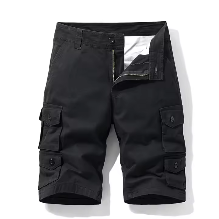 Shorts de Cargo de Algodón 100% Pantalones Cortos de Verano para Hombres Color Sólido - 1