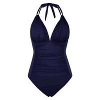 Bikini de mujer de una pieza con pecho acolchado, sin sujetador de baño de acero TRE de color liso - details 7