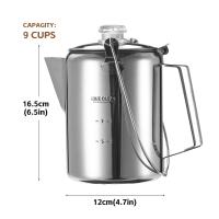 Cafetera para acampar con filtro de acero inoxidable para exteriores, cocina casera, 9 tazas, 1,2 litros - details 4