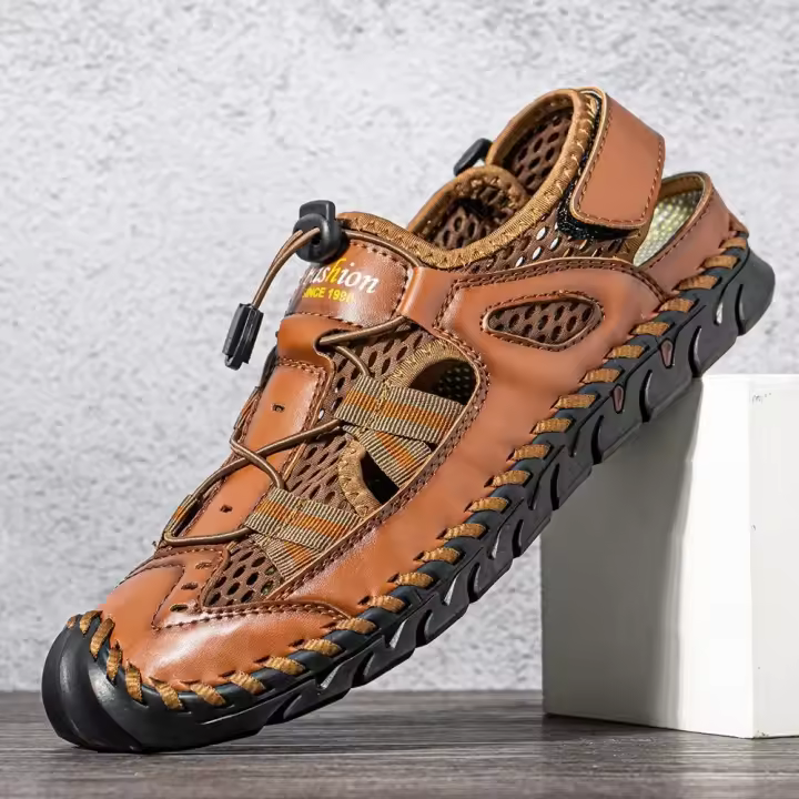 Sandalias de verano para hombre, sandalias de malla para exteriores, zuecos suaves, sandalias para hombre, sandalias deslizantes hechas a mano, zapatillas romanas para exteriores - 1