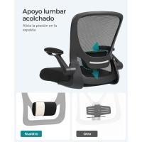 Silla de Oficina, Silla de Escritorio de Malla, Silla Giratoria Ergonómica, Soporte Lumbar, Oscilante, Asiento de 53 cm, Apoyabrazos Abatibles, Negro OBN037BKV2 - details 9