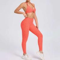 Conjunto de yoga sin costuras para mujer, pantalones de chándal de cintura alta con bolsillos para levantar la cadera, tres sujetadores sin espalda, Body de entrenamiento de gimnasia - details 9
