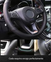 Cubierta de Cuero de Fibra Ultrafina Protector de Volante Personalizable para Citroen Xsara Picasso Berlingo C5 Peugeot Parer Negro - details 5