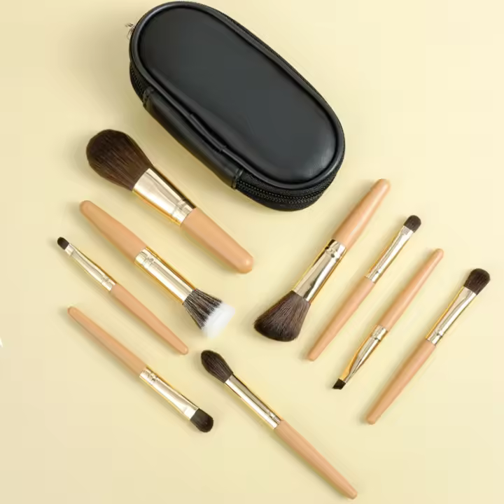 Juego de Pinceles de Maquillaje Mini de 9 Piezas Ideal para Principiantes Portátil para Viajes - 1