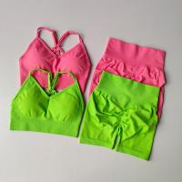 Conjuntos de Yoga de 2 uds., trajes de entrenamiento de cintura alta para mujer, ropa de gimnasio, trajes deportivos, chándal de Fitness, ropa deportiva, traje corto - details 1