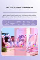 Auriculares con orejas de gato y luz LED RGB para niños y niñas, cascos inalámbricos con Bluetooth 5,3 para juegos, PC - details 15