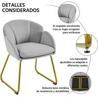 Terciopelo Sillon para Dormitorio Silla para Comedor Cocina Pata Metal Silla Sala de Estar Rosa Claro - details 53