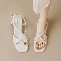 Sandalias mujer verano exterior desgaste verano tacón grueso estilo de hadas punta zapatos correas tacones altos mujer - details 2