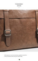 Bolso de cuero retro unisex Gran capacidad Diseño oblicuo Portátil Multifuncional - details 8