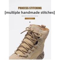Zapatos de senderismo al aire libre para hombres y mujeres de piel de vaca, zapatos de viaje antideslizantes e impermeables, botas de desierto y zapatos de trabajo - details 6