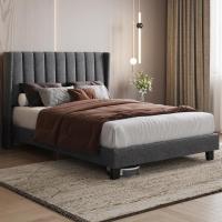 Cama Doble Tapizada 140 x 200cm Estructura de Madera y Metal Moderno Ideal para Adultos 2 Personas - details 42