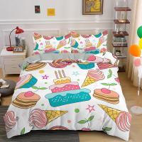Cubierta de Edredón con Diseño de Rey y Reina de Pasteles de Dibujos Animados para Cama de Niños Regalo de Cumpleaños Polyester Set de Muebles de Dormitorio con Helado y Cupcake - details 12