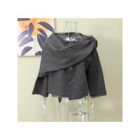 Chaqueta de lana corta Elegante para mujer con cuello redondo Abrigo holgado con manga larga y abertura de manga corta Moda de calle alta 2024 - details 5