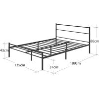 Cama Geraldine 135x190 cm - Altura 30cm - Marco de la cama de plataforma de metal con cabecero y piecero - Negro - details 2