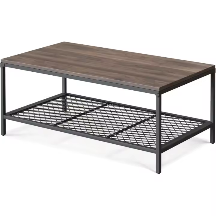 Mesa central de salón, minimalista de estilo industrial, mesa de centro con malla decorativa, 45x110x60 cm. para sala de estar y oficina - 1
