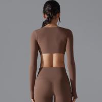 Nuevos deportes de manga larga Fiess para mujer, cuello en V profundo, ajustado, transpirable, estilo Ins, ropa de Yoga al aire libre, Tops cortos - details 4