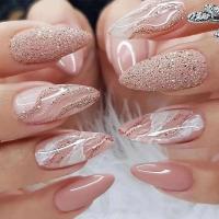 Uñas postizas de almendra desmontables francesas, diseño Purprina DIY, 24 piezas - details 2