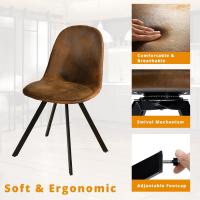 Juego de 4 sillas giratorias de ante para comedor con asiento acolchado, sillas de diseño para salón o cocina, con patas de metal negro, marrón - details 5