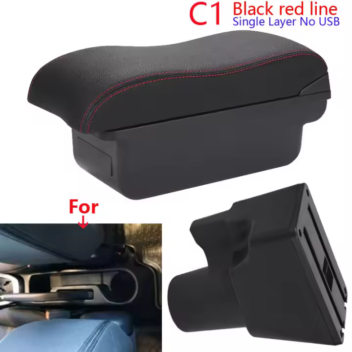 Reposabrazos de superficie curva de cuero para Kia Picanto 3X-Line, caja de almacenamiento de instalación Simple, Interior de coche - 1