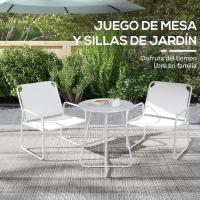 Conjunto de Jardín Exterior Mesa Redonda y 2 Sillas de Terraza con Marco de Acero y Cojines Ajustables para los Pies - details 12