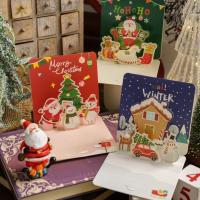 Tarjetas de Felicitación de Navidad 3D, invitaciones, letras bronceadas plegables, Feliz Navidad, hogar, fiesta de Navidad, decoración de sobres, regalos - details 1