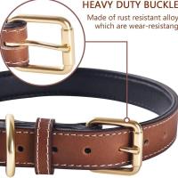 Collar acolchado cuero genuino perro, collares suaves fuertes, cómodos, lo mejor para perros de raza pequeña, mediana y grande, - details 5