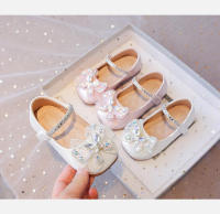 Zapatos de cuero para niñas pequeñas, calzado informal con encaje de mariposa, Princesa de cristal, dulce y Chic, planos y suaves para fiesta - details 1