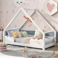 Cama de Niños de Madera Sólida Blanca 90x200cm Protección de Caídas Cama de Juego para Jóvenes - details 0