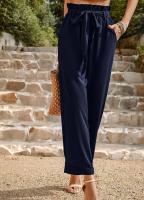 Pantalones de pierna ancha de moda de oficina de mujer de estilo clásico de cintura alta - details 1