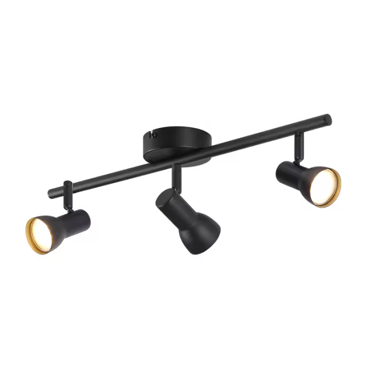 CBJKTX Lámpara de techo de 3 luces Diseño moderno Base GU10 de metal negro - 1