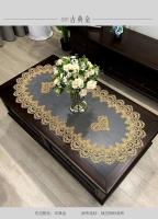 Mantel de té, mantel para mesa de comedor, forma ovalada, blanco, europeo, flor bordada de poliéster, decoración de sala de estar - details 4