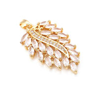 4 Uds. Collares de hojas de árbol de latón y circonita de Color dorado de 18K, colgantes de alta calidad, accesorios para hacer joyas Diy - details 2