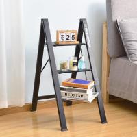 Peldaños de Aluminio, Escalera Pequena Plegable Segura de Hogar con Mecanismo Antiplegado, Taburete Escalera Portatil para Cocina Domestica, Peso Máximo 150kg, Negro - details 11