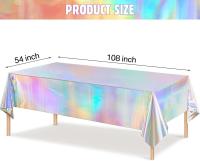 Mantel de Mesa de Plástico Iridiscente Cubierta de Mesa Desechable Brillante para Cumpleaños, Boda, Comida - details 1