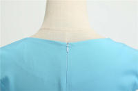 Women summer vintage with belt short sleeve v neck elegant retro swing party dresses - details 63